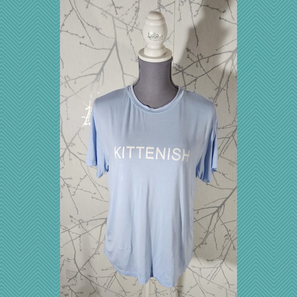 Kittenish Pale Blue Spellout Crewneck Tee